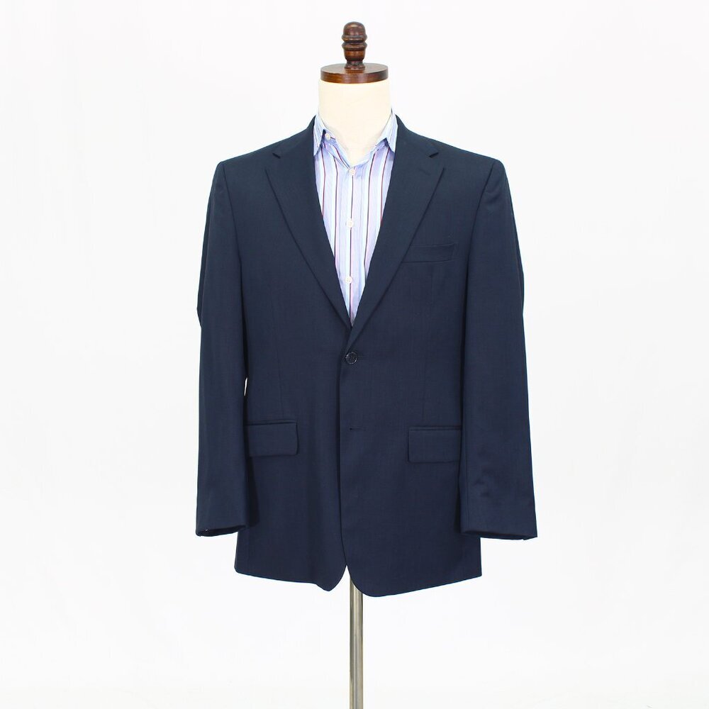 Jos. A. Bank 40R Navy Solid 2-Button Sport Coat Blazer Jacket T645